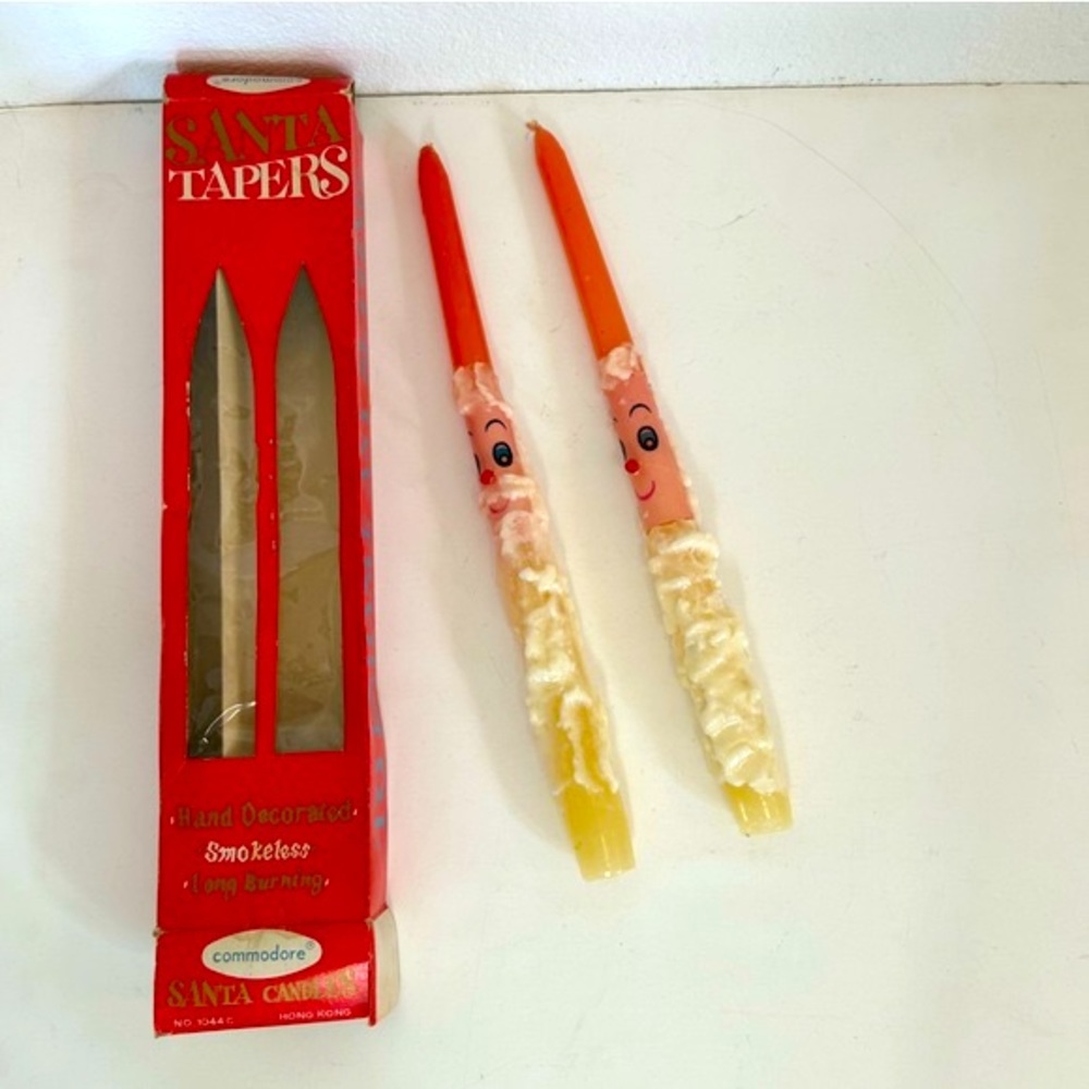 Vintage Santa Claus Candles 12” Tapers NIB Hong Kong Commodore Christmas